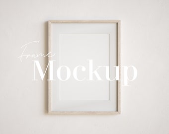 3:4 Ratio, 9x12 12x16 18x24 Portrait Frame Mockup, Wooden Frame, Neutral Empty Background, Stock Photo Mock Up, Frame Template, Gallery Wall