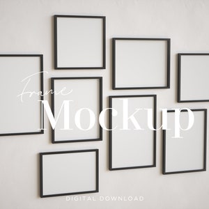 Gallery Wall Frames, Gallery Mockup, Black Frame Mockup, Gallery Wall Frame Mockups, 8 Frame Mockups, Interior Black Frame Mockup, 8 Mockups