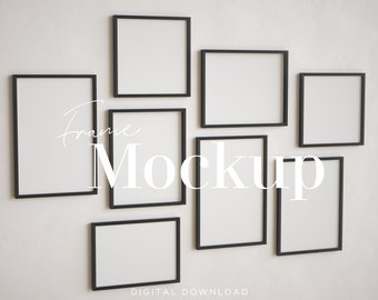 Gallery Wall Black Frame Mockup: 8 Ratios (Digital Download)