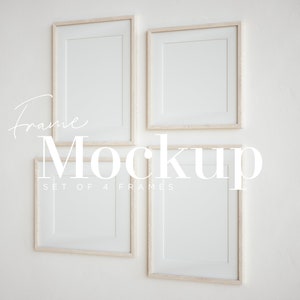 Frame Mockup Bundle, Set of Frames, Boho Modern 4 Frames, Minimalist 4 Frames Mockup, Interior Art Frame, Poster Mockup, PSD Photoshop Frame