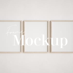 Set of 3 frame mockups, 3:4 ratio, 12x16 18x24 portrait frame mockup, gallery wall wooden frame, vertical frame mockup, neutral background