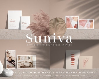 Wedding Stationery Mockup Scene Creator: Minimalist Card Template (PSD)