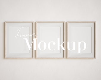 photography frame mockup, 3:4 ratio, 9x12 12x16 18x24 frame mockup, set of 3 frame mockups, gallery wall wooden frame, vertical frame mockup