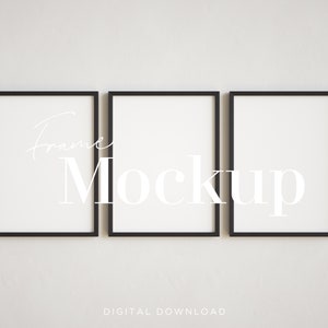 Set of 3, frame mockup 3:4 ratio, 12x16 18x24 portrait frame mockup, gallery wall wooden frame, Scandinavian style frame, black frame mockup