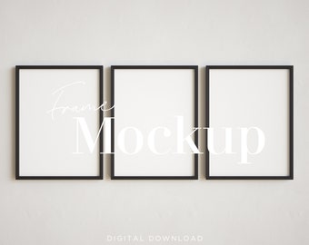 Set of 3 Black Frame Mockup: Scandinavian Style (Digital Download)