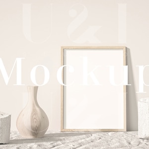 Boho Frame Mockup: Vertical Wood Frame (PSD & JPG) (Digital Download)