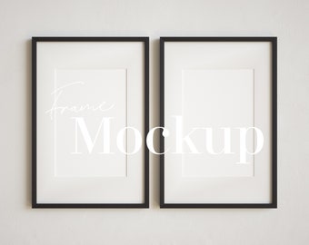 Gallery Wall Mockup: Two Black 2x3 Frames (PSD & JPG)
