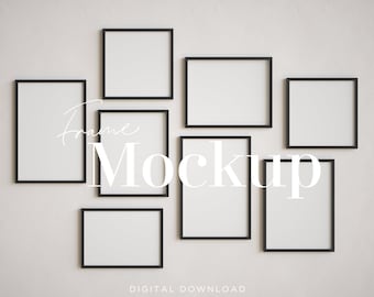 Gallery Wall Black Frame Mockup: 8 Ratios (Digital Download)
