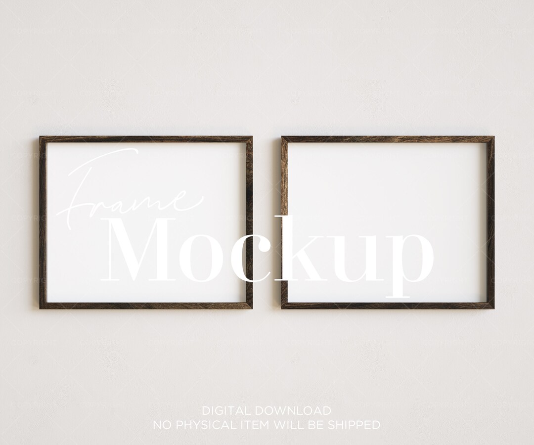 Dark Wood Frame, Horizontal Frame Mockup, 45 Ratio, 8x10 12x15 16x20