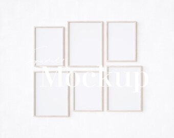Gallery Wall Frame Mockup Bundle: 6 Frames (PSD, JPG)