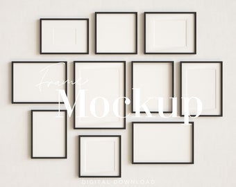 Gallery Wall Frame Mockup: 10 Frames, High-Resolution (Digital Download)