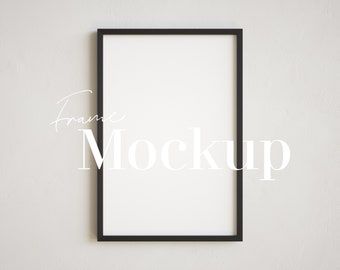 2x3 Vertical Black Wood Frame Mockup: Poster Display (PSD & JPG)