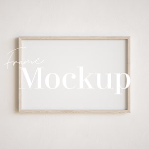 Minimalistischer Holzrahmen Mockup: 10x15 Horizontales Poster (PSD, JPG)
