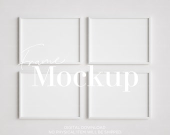 Gallery Wall Frame Mockup: 4 White Wood Frames (Digital Download)