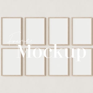 5x7 Ratio Frame Mockup, 8 Frames Mockup, Frame Mockups, Wooden Mockup, Interior Mockup, Poster Mockup, Gallery Mockup Frame, Nursery Mockup