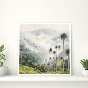Mountains, Valle de Cocora, Colombia, AI, Watercolour, Instant Download, Digital Poster, Printable Art, Artwork Download, Digital Download image 1