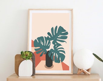 Monstera, Illustration, Plant, Instant Download, Digital Poster, Printable Art, Printable Wall Art, Artwork Download, Digital Download