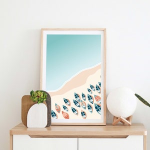 Praiano, Beach, Boats, Illustration, Instant Download, Digital Poster, Printable Art, Printable Wall Art, Artwork Download, Digital Download image 1