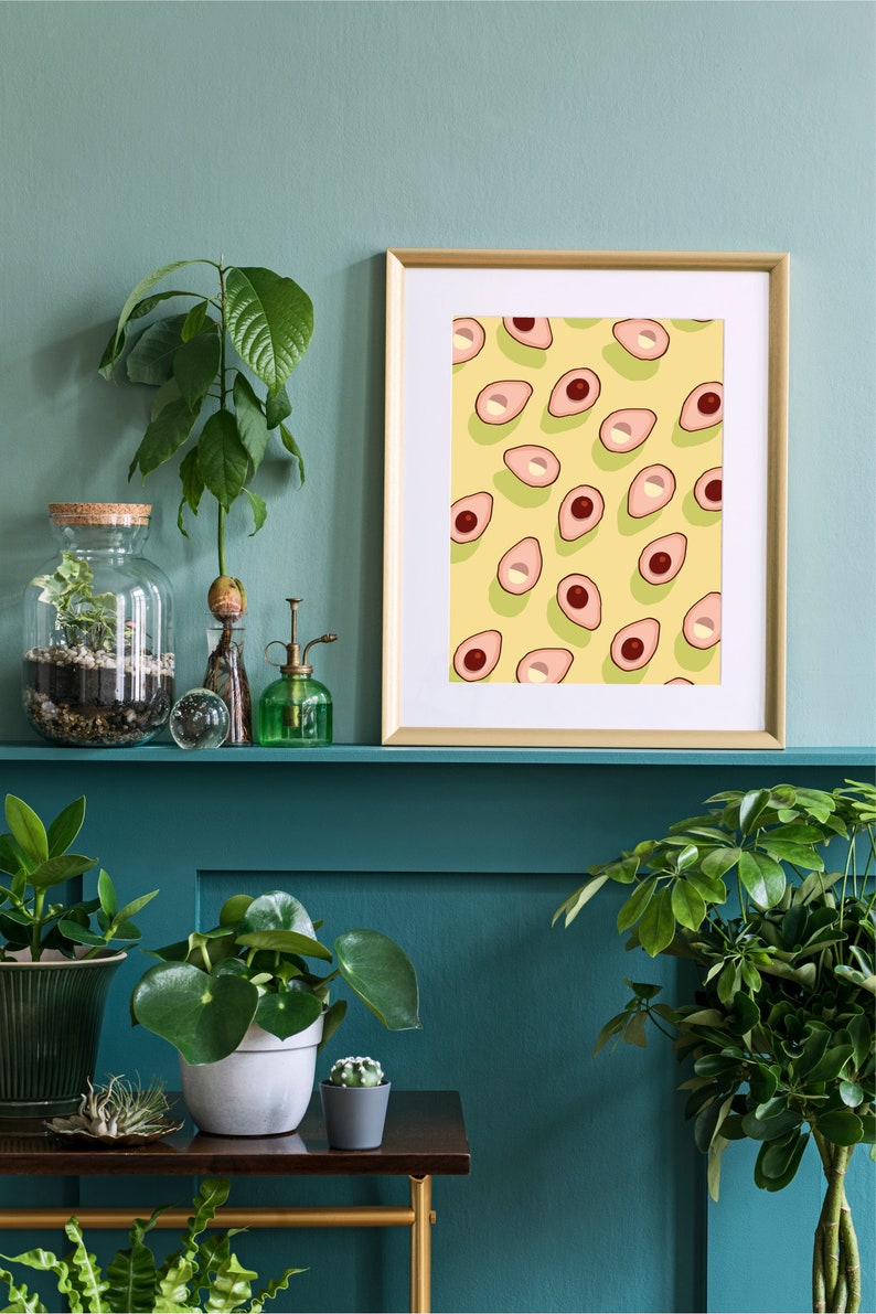Pink Avocados, Avocado Pattern, Abacate, Summer, Fresh, Instant Download, Digital Poster, Printable Art, Printable WallArt, Artwork Download image 3
