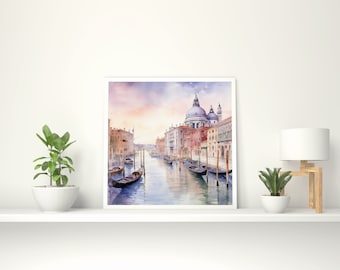 Venice, Veneza, Venezia, Itália, Italy, Italia, AI, Watercolour, Instant Download, Digital Poster, Printable Art, Artwork Download, Digital