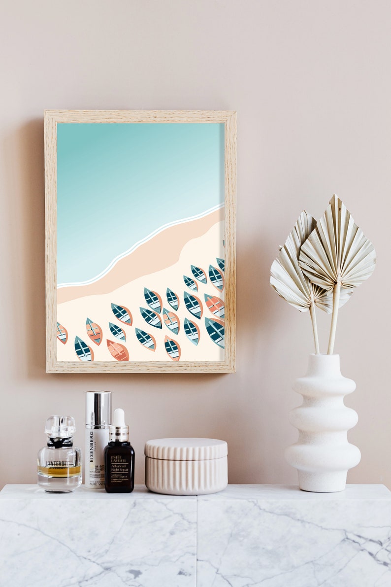 Praiano, Beach, Boats, Illustration, Instant Download, Digital Poster, Printable Art, Printable Wall Art, Artwork Download, Digital Download image 4