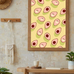 Pink Avocados, Avocado Pattern, Abacate, Summer, Fresh, Instant Download, Digital Poster, Printable Art, Printable WallArt, Artwork Download image 2