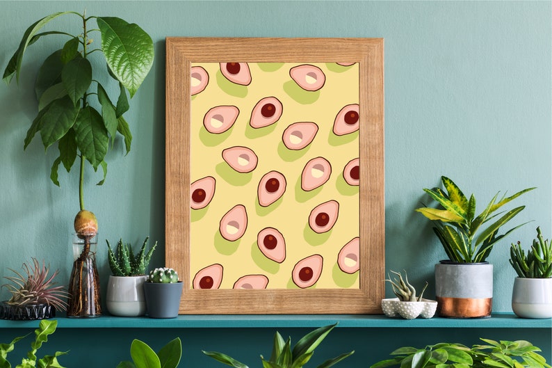 Pink Avocados, Avocado Pattern, Abacate, Summer, Fresh, Instant Download, Digital Poster, Printable Art, Printable WallArt, Artwork Download image 4