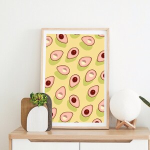Pink Avocados, Avocado Pattern, Abacate, Summer, Fresh, Instant Download, Digital Poster, Printable Art, Printable WallArt, Artwork Download image 1
