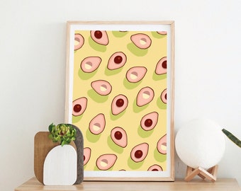 Pink Avocados, Avocado Pattern, Abacate, Summer, Fresh, Instant Download, Digital Poster, Printable Art, Printable WallArt, Artwork Download