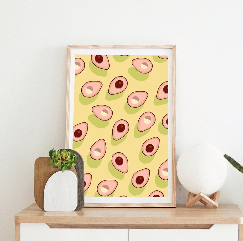 Pink Avocados, Avocado Pattern, Abacate, Summer, Fresh, Instant Download, Digital Poster, Printable Art, Printable WallArt, Artwork Download image 1