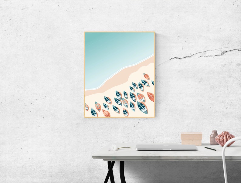 Praiano, Beach, Boats, Illustration, Instant Download, Digital Poster, Printable Art, Printable Wall Art, Artwork Download, Digital Download image 3