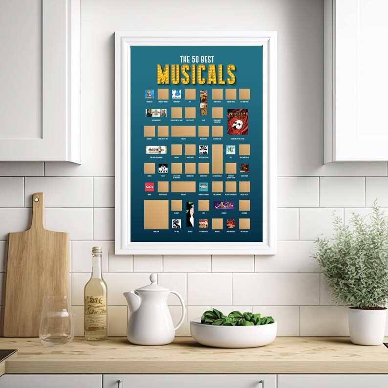 50 Best Musicals Scratch off Poster, Musical Theater Gifts, Broadway ...