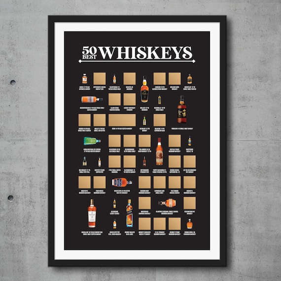 Affiche à gratter des 50 meilleurs whiskies Impression de whisky