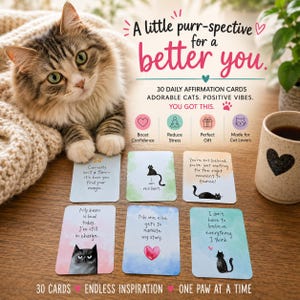 Katzenliebhaber Geschenk, Affirmationskarten für Katzenliebhaber, 30 tägliche Affirmationskarten, Geschenk für psychische Gesundheit, Selbstfürsorgekarten, Katzenmama Geschenk