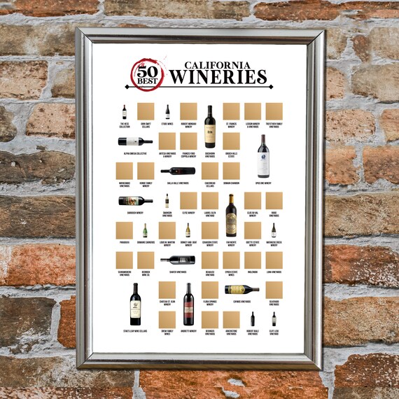 50 Best California Wineries Scratch off Poster Wine Bucket List Wine Art Wine Decor Wine Party Favors Best Gift for Wine Lovers Etsy