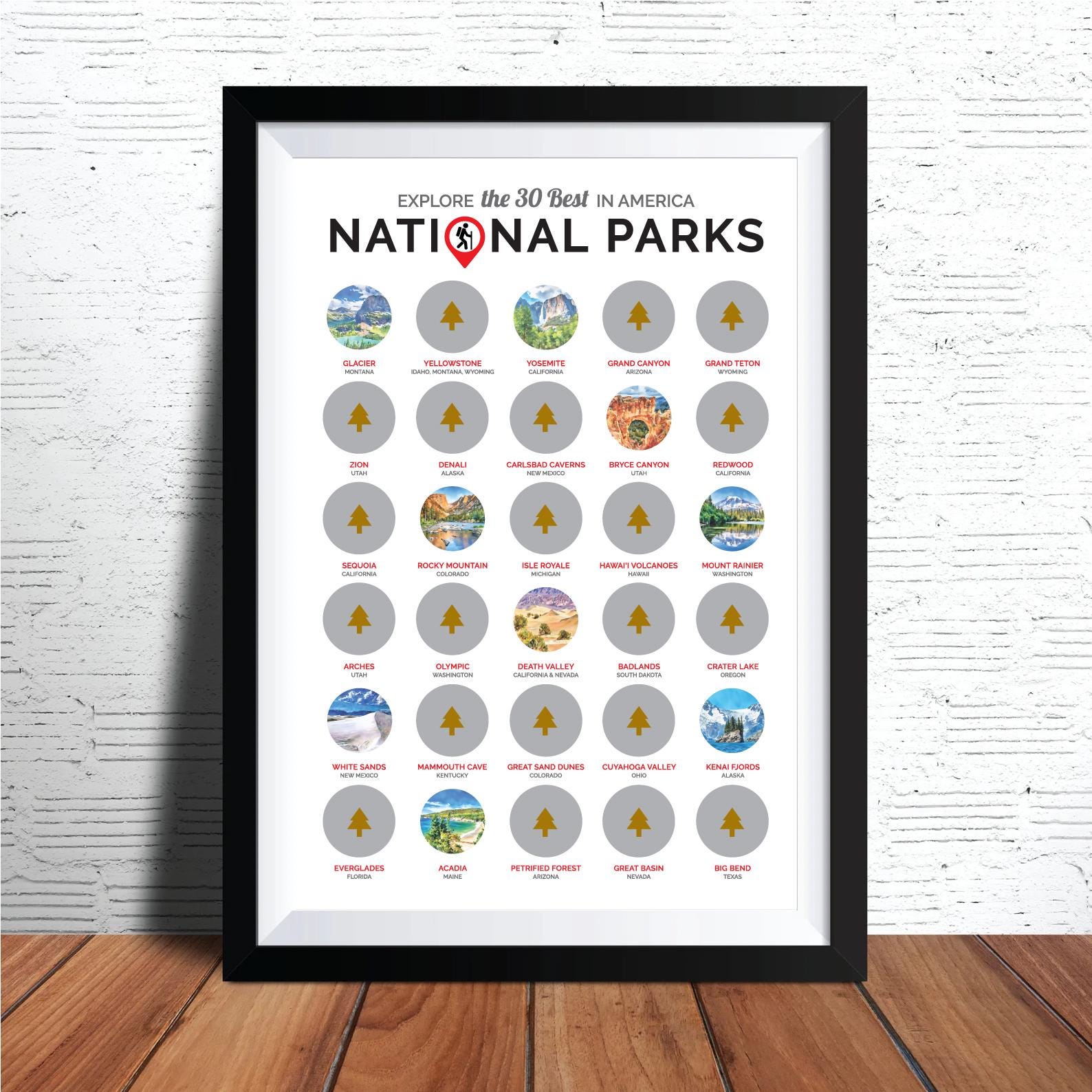 National Park Scratch Off Poster - US National Park Map - National Park Sign - National Park Poster - Hiking Poster - Hiking Gifts