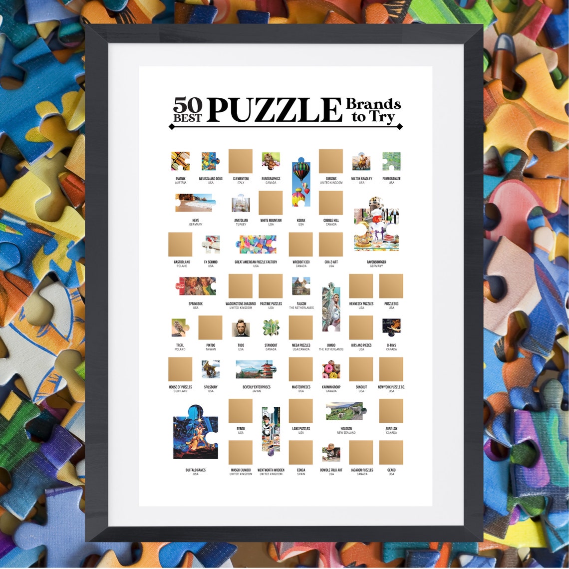 50 Best Puzzle Brands To Try Scratch Off Poster The Jigsaw Etsy