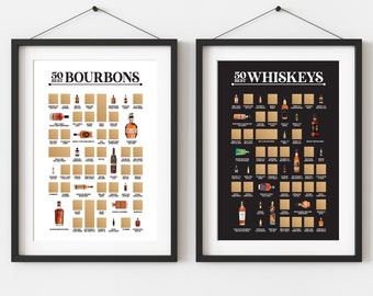 50 meilleurs posters à gratter bourbons & 50 meilleurs posters à gratter whiskies - enseigne Bourbon - déco whisky - cadeaux bourbon - cadeaux whisky