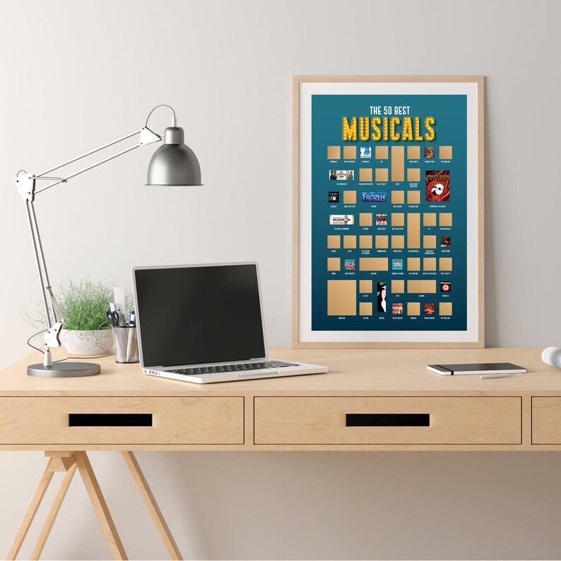 50 Best Musicals Scratch off Poster, Musical Theater Gifts, Broadway ...