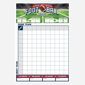 Football Pool Poster – Football Squares Pool Board 13 "x 19" - Office Pool Fußball Poster – Football Super Game Bowl Party Pool Poster