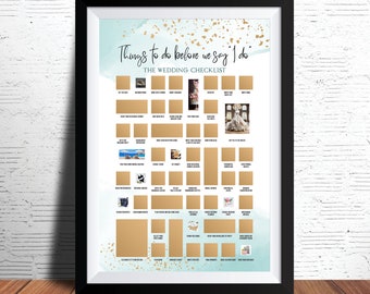 Wedding Bucket List Scratch Off Poster, Wedding Planner Poster, Engagement Gift for Couple, Bride to Be Gift, Wedding Checklist, Bride Decor
