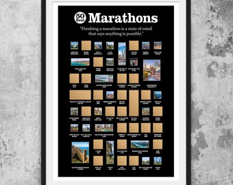 Marathon Scratch Off Poster, The Ultimate Marathon Bucket List, Running Gifts, Marathon Gifts for Runners, Marathon Poster, Runner Decor