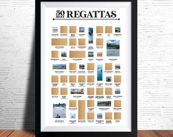 50 Best Regattas Scratch Off Poster, Regatta Bucket List, Rowing Gifts, Rowing Poster, Rowing Wall Art, Rowing Decor, Crew Coach Gift