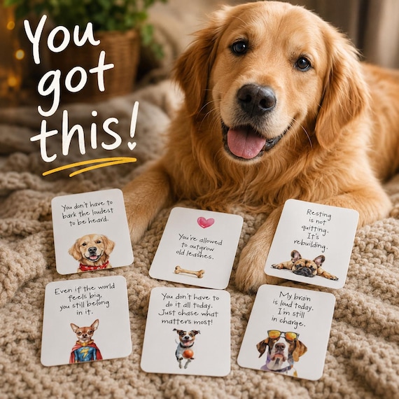 Dog Lover Gift, Affirmation Cards for Dog Lovers, 30 Daily Affirmation Cards, Dog Mom Gift, Mental Health Gift, Self Care Cards