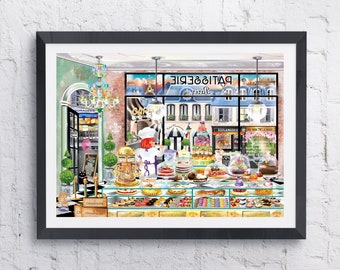 Bonjour Paris Wall Art - Eiffel Tower Art - Paris Poster - French Decor - Original Paris Illustration - 8"x10", 12" x 18", Autographed!