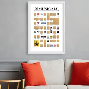 50 Best Musicals Scratch off Poster, Broadway Scratch off Poster ...