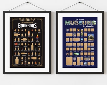 Bourbon Scratch Off Poster & Museums Scratch Off Poster - His and Hers Gifts - Bourbon Gifts - Artsy Gifts - Bourbon Poster - Museum Poster