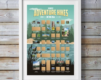 Gifts for Hikers! 50 Adventure Hikes Scratch Off Poster - Hiking Bucket List Poster - Hiking Gifts - Discover the Best Hike In Every State!