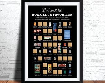 Oprah's 50 Book Club Favorites - Oprah Poster - Book Club Poster - Reading Poster - Book Bucket List Poster - Book Club Gifts