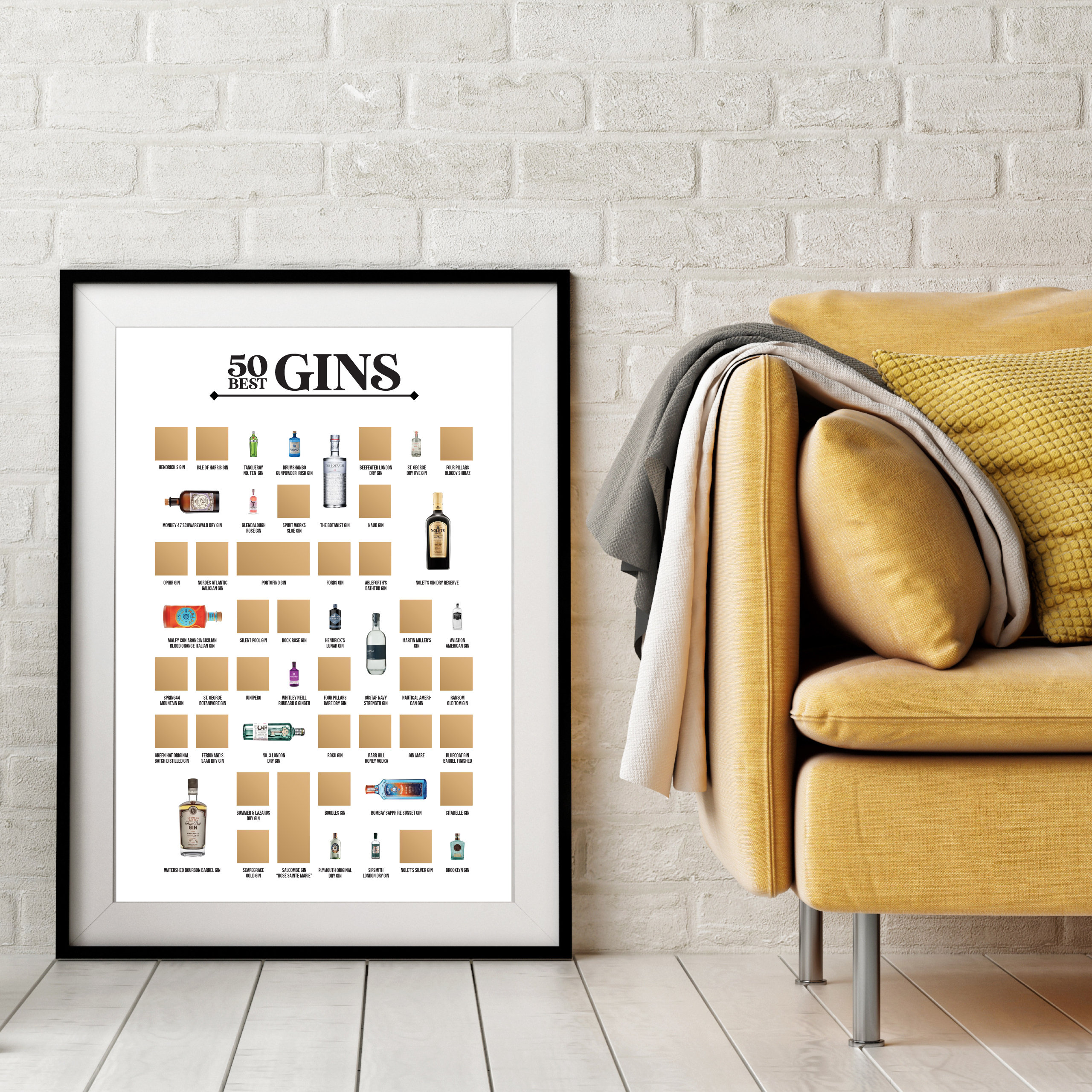 50 Best Gins Scratch off Poster, Gin Bucket List, Gin Lovers Gift